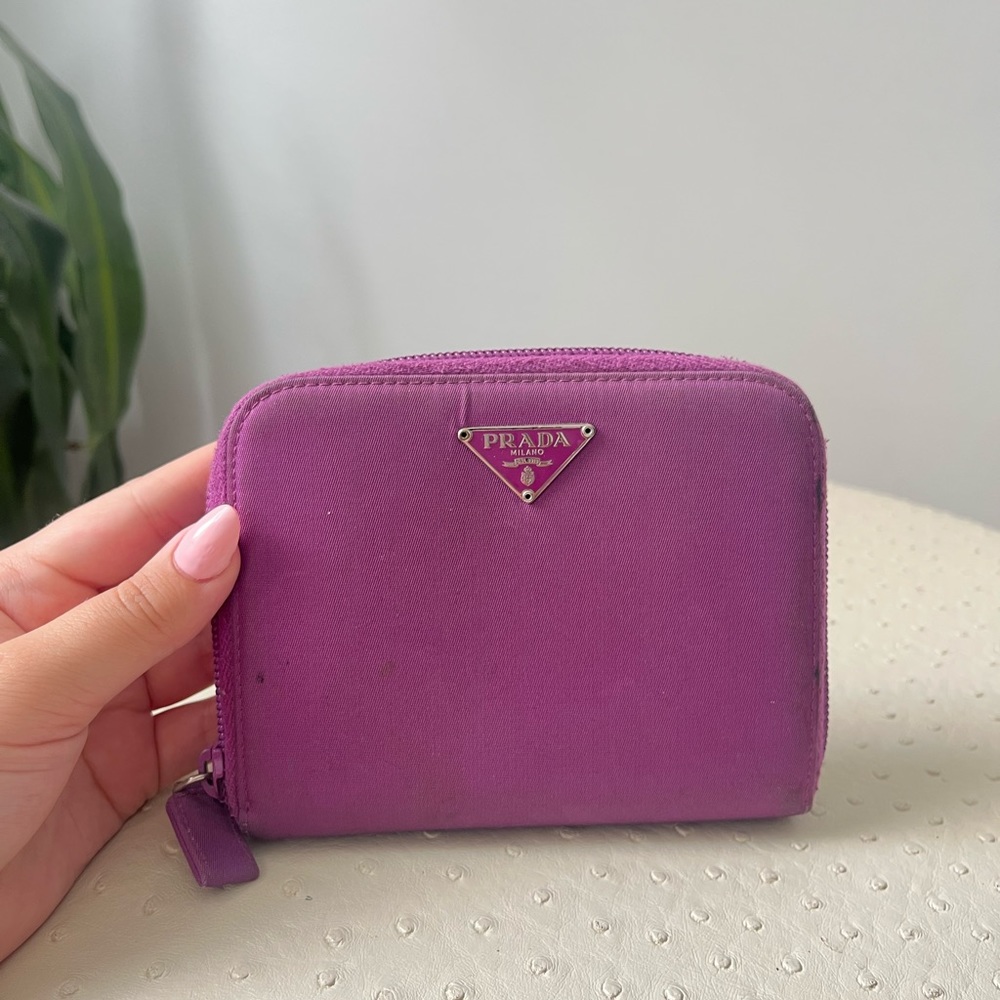 Authentic purple nylon Prada wallet